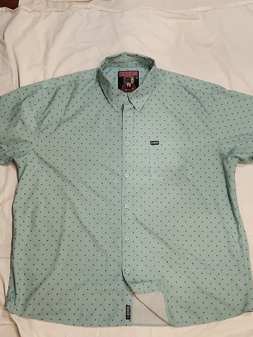 4XL DIXXON Teal Avery Short Sleeve Button-Down Shirt ANCHOR Print